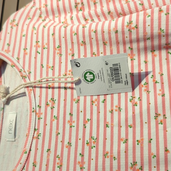 BNWT 10yrs NEXT kids organic cotton striped long sleeve floral stripes top Tee - Picture 3 of 9